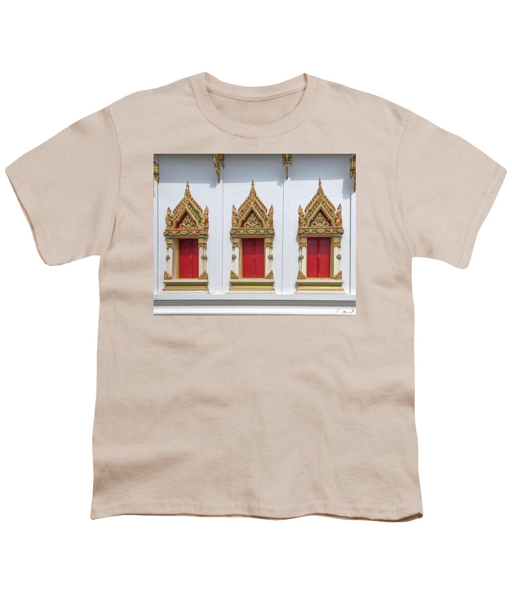 Temple Youth T-Shirt featuring the photograph Wat Pradoem Phra Ubosot Windows DTHCP0086 by Gerry Gantt