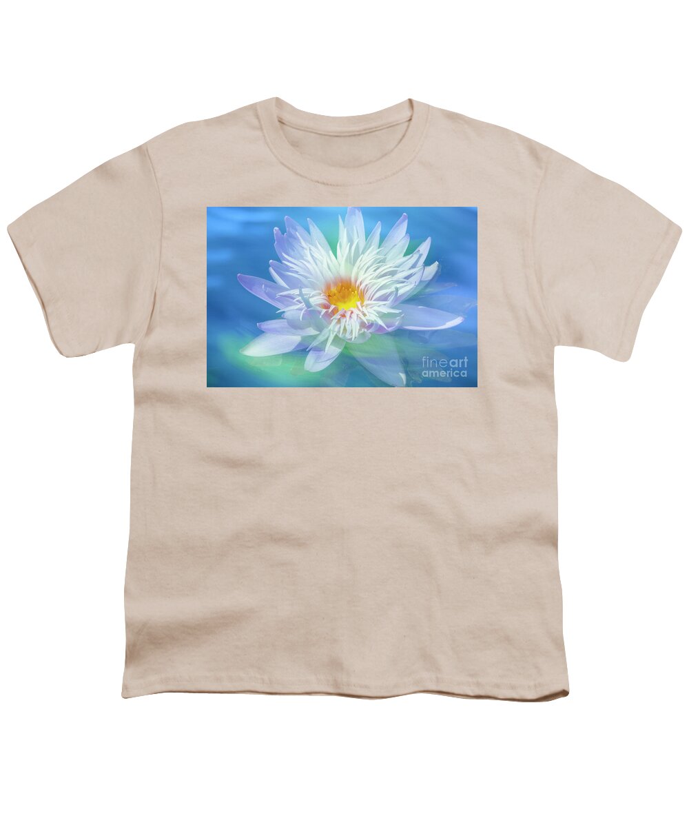 Water Youth T-Shirt featuring the photograph Water Lily in Turquoise Pond by Heiko Koehrer-Wagner