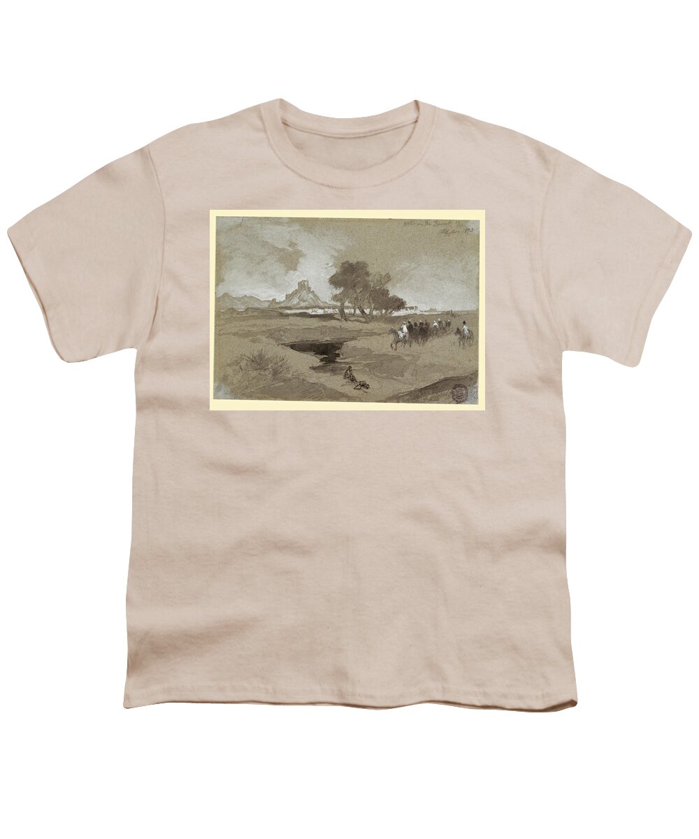 Thomas Moran Youth T-Shirt featuring the drawing Waterhole in the Desert, Utah, 1873 by Thomas Moran