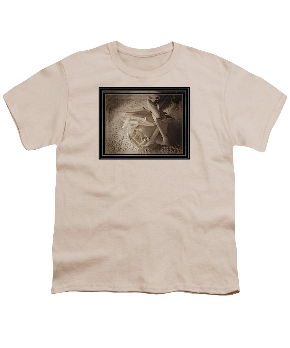 Rose Youth T-Shirt featuring the photograph White Rose, White Lace by Phyllis Meinke