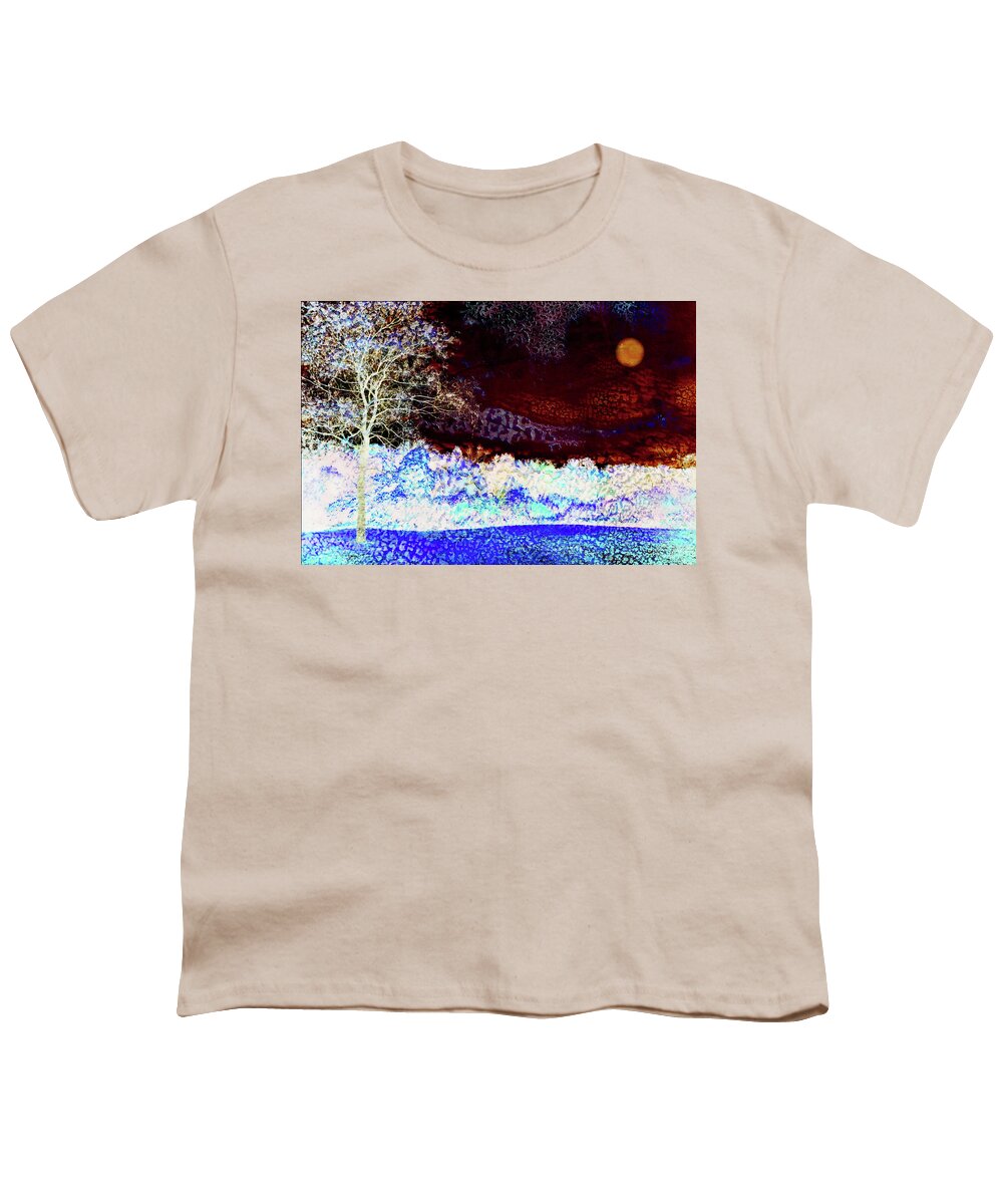 Winter Youth T-Shirt featuring the digital art Winter Moon landscape by Lilia S