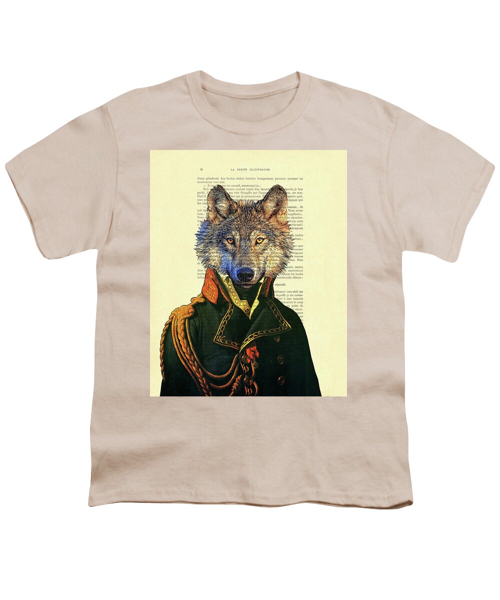 Wolf Youth T-Shirt featuring the digital art Wolf portrait illustration by Madame Memento