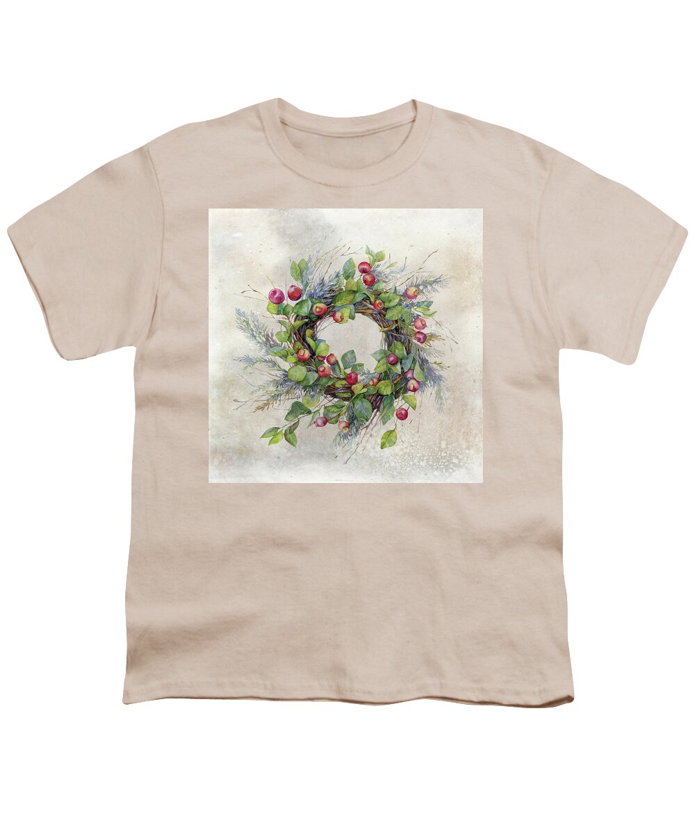 Berries Youth T-Shirt featuring the digital art Woodland Berry Wreath by Colleen Taylor