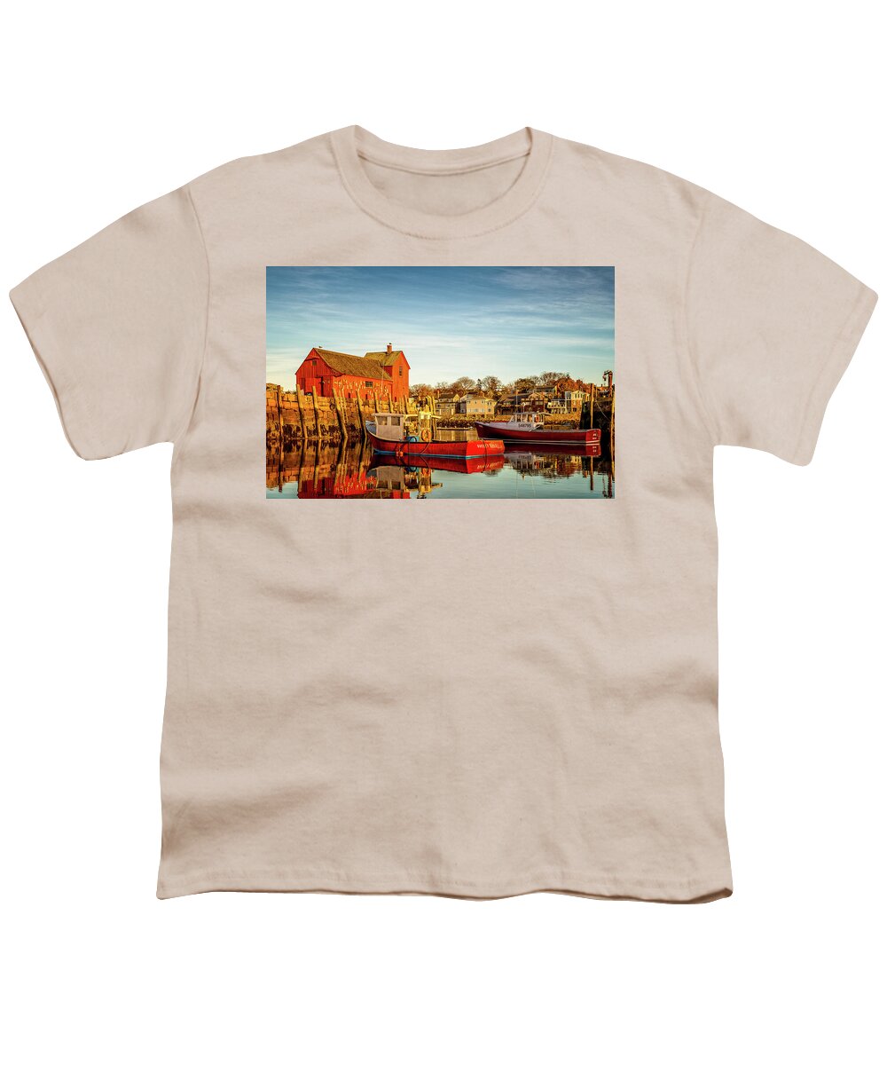 Massachusetts Youth T-Shirt featuring the photograph Low Tide And Lobster Boats At Motif #1 by Jeff Sinon
