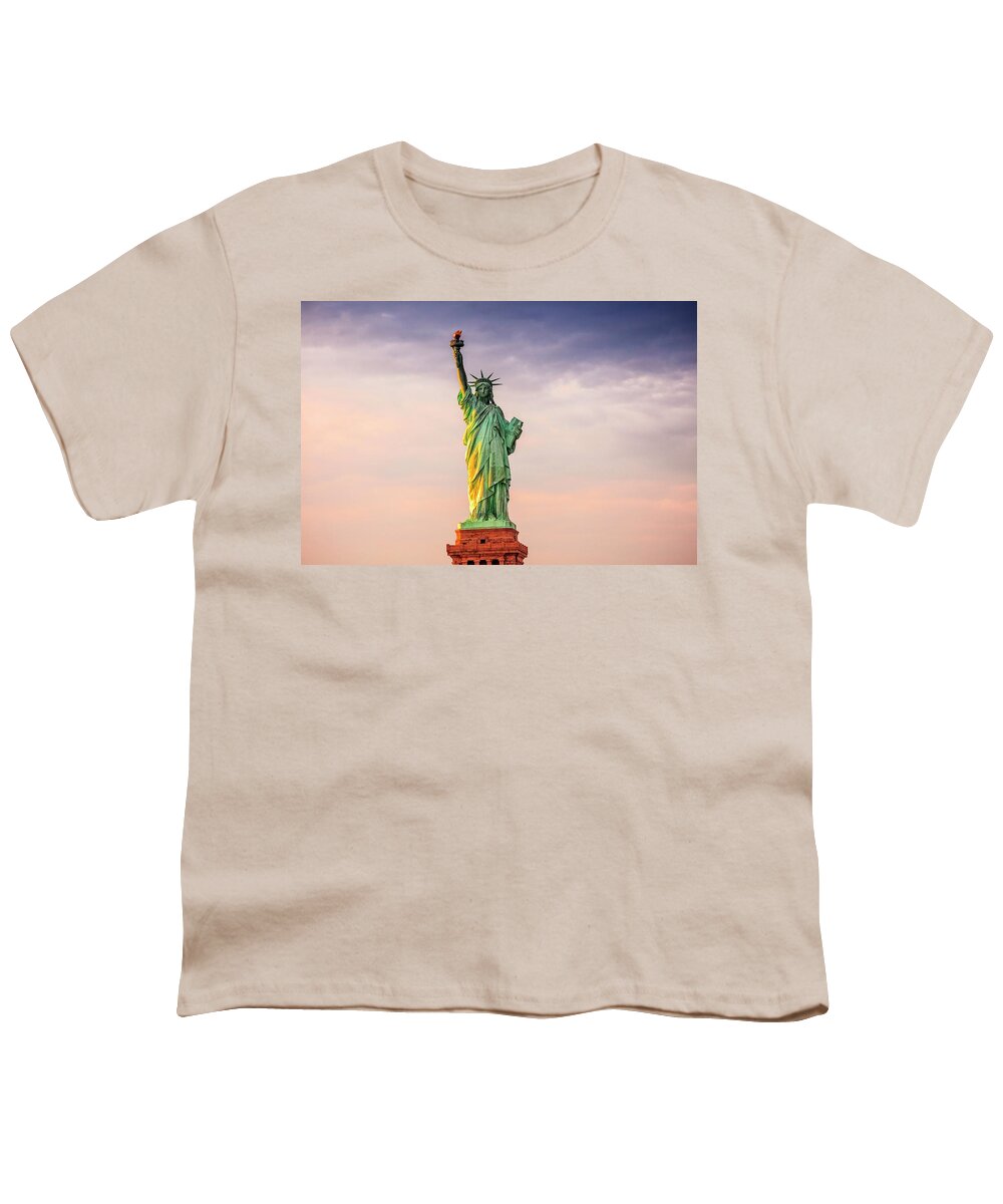 Estock Youth T-Shirt featuring the digital art Statue Of Liberty, Nyc #19 by Antonino Bartuccio