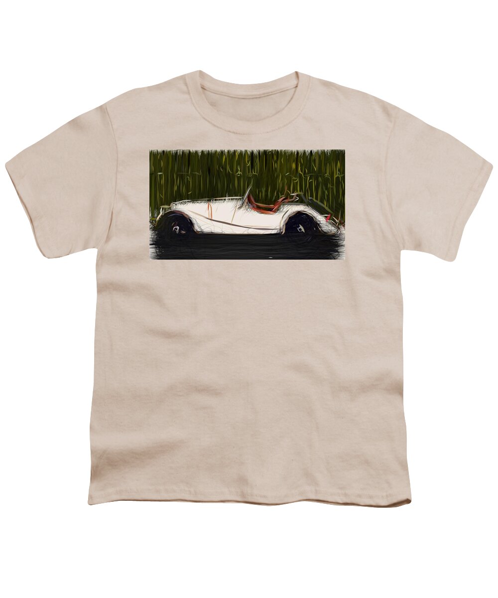Morgan Youth T-Shirt featuring the digital art Morgan Roadster Draw #2 by CarsToon Concept