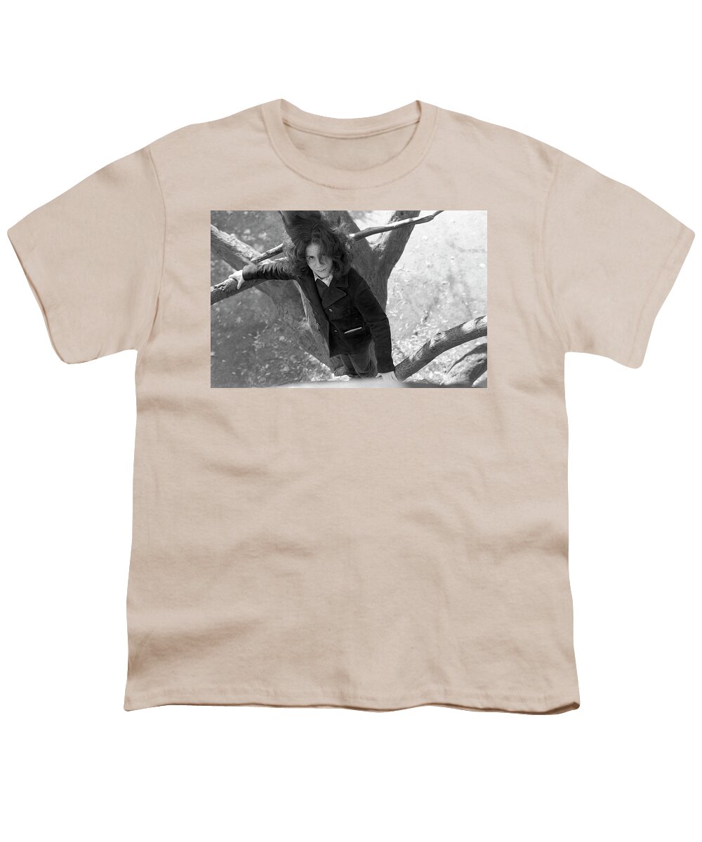 Providence Youth T-Shirt featuring the photograph A Woman in a Tree, 1972 by Jeremy Butler