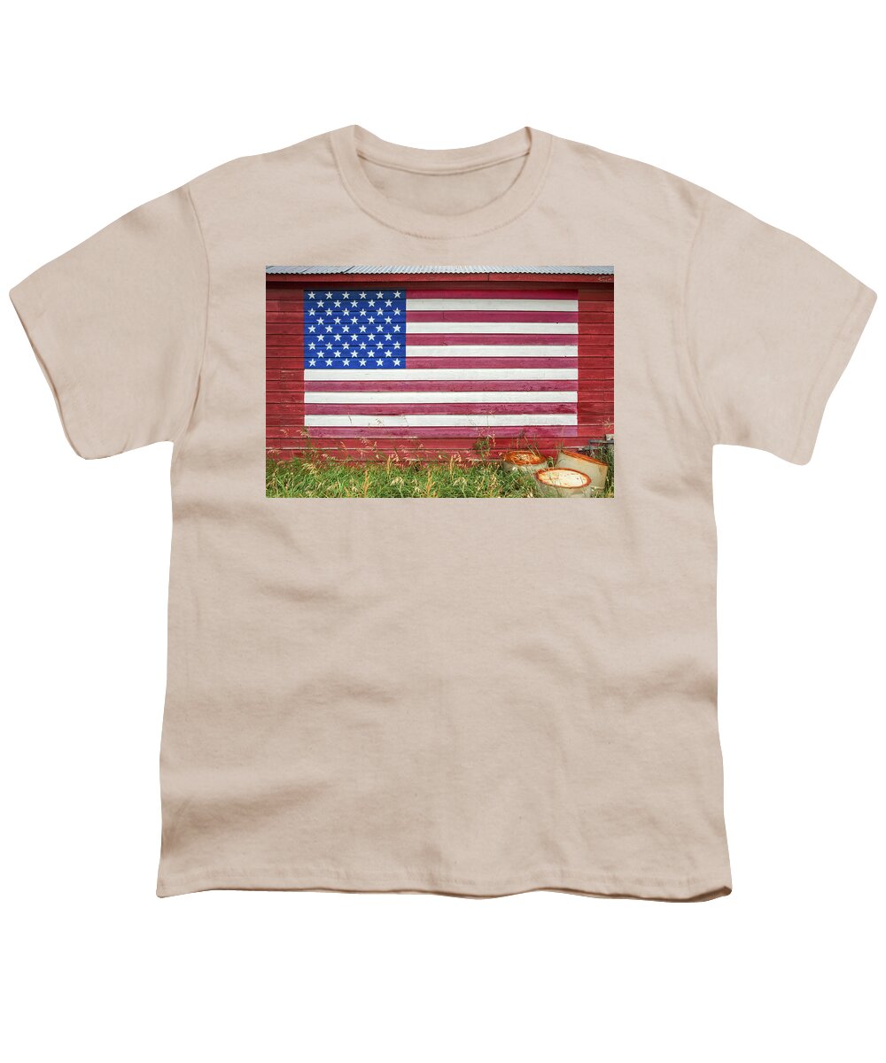 American Flag Youth T-Shirt featuring the photograph Barn Side Flag by Todd Klassy