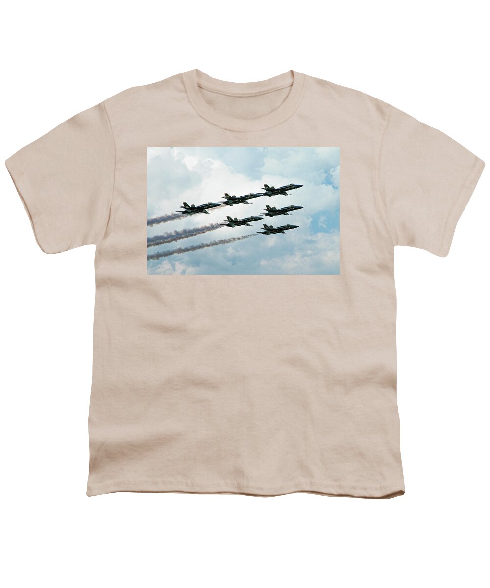 Blue Angels Youth T-Shirt featuring the photograph Blue Angels by Minnie Gallman
