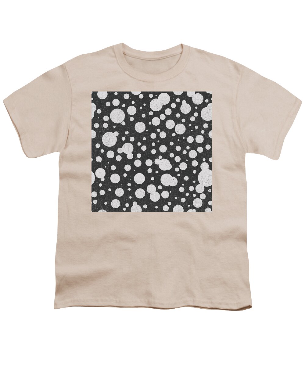 Dots Pattern Youth T-Shirt featuring the mixed media Dots Pattern 3 - Black, Grey - Ceramic Tile Pattern - Surface Pattern Design - Mediterranean Pattern by Studio Grafiikka