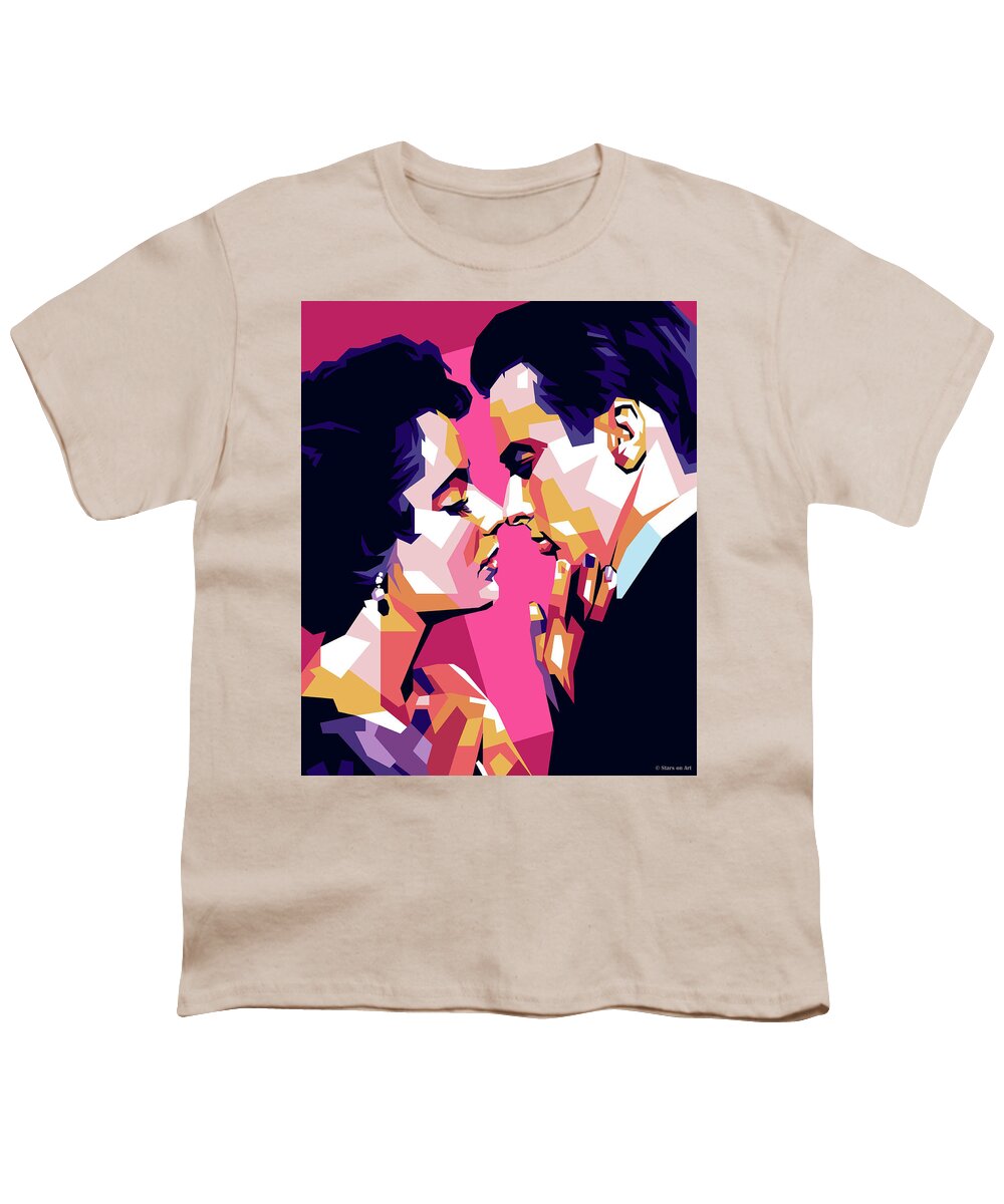Elizabeth Youth T-Shirt featuring the digital art Elizabeth Taylor and Montgomery Clift by Movie World Posters