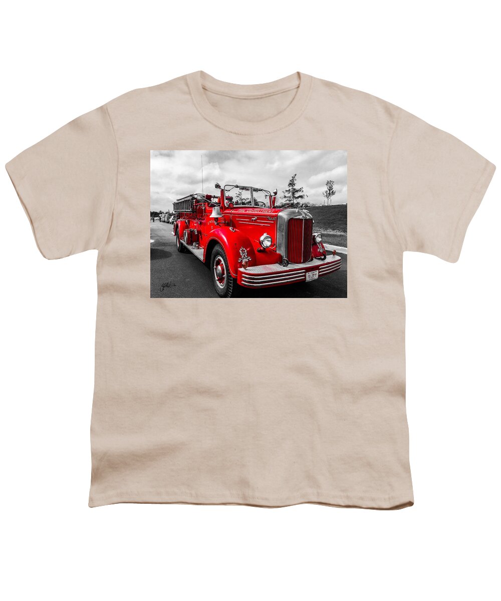 Fire Truck Youth T-Shirt featuring the photograph Fire Engine by Chris Montcalmo