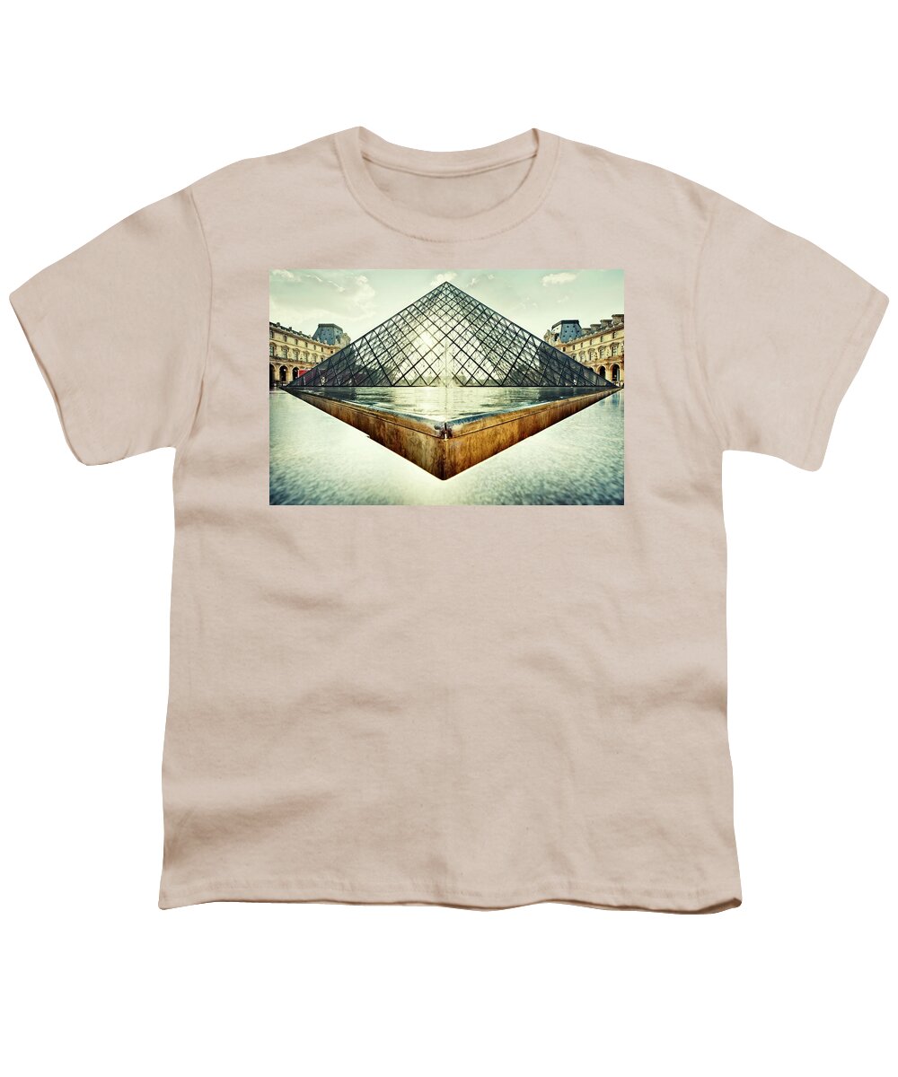 Estock Youth T-Shirt featuring the digital art Louvre Museum In Paris by Massimo Ripani