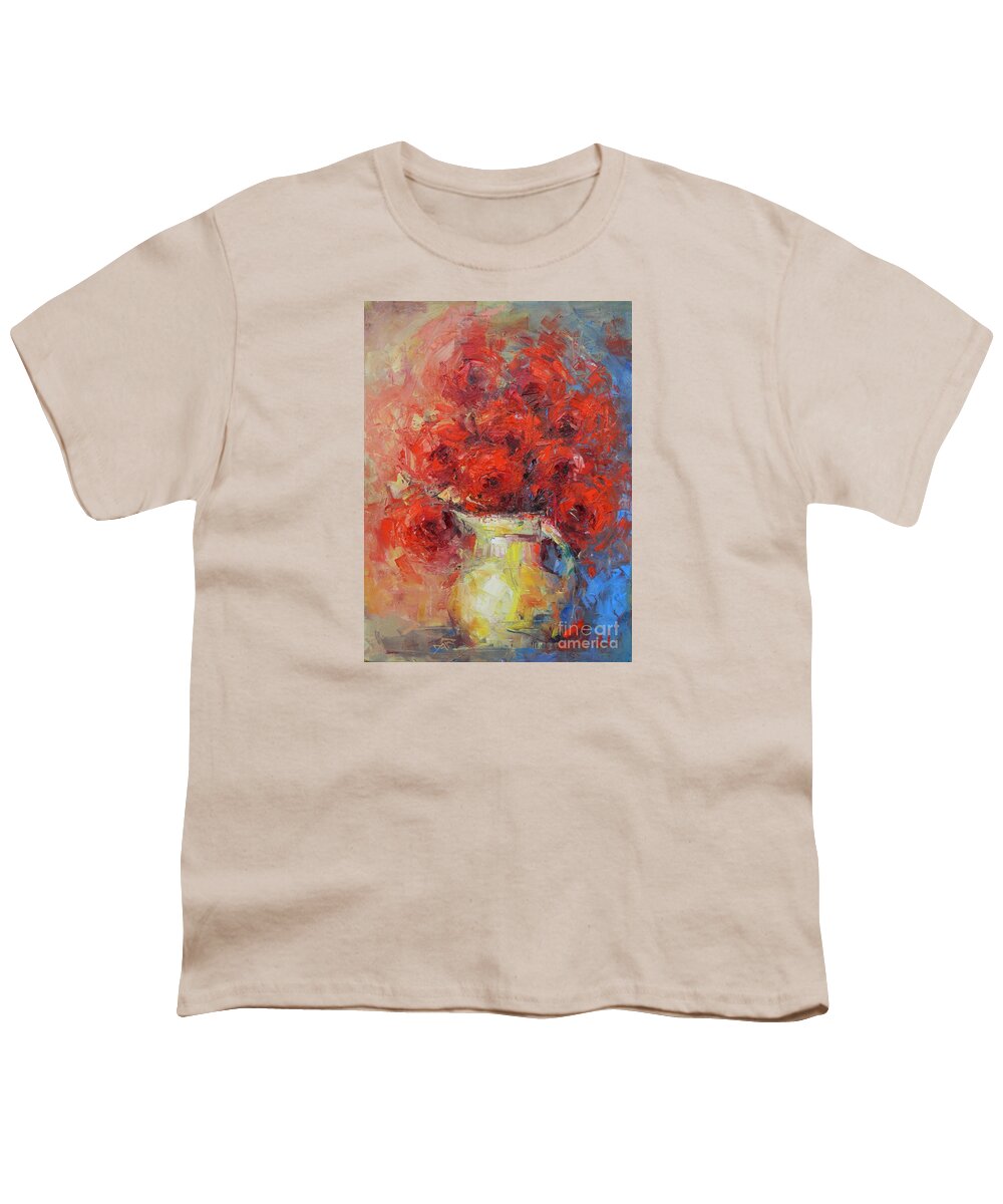 Floral Youth T-Shirt featuring the painting Love in a Yellow Vase by Dan Campbell