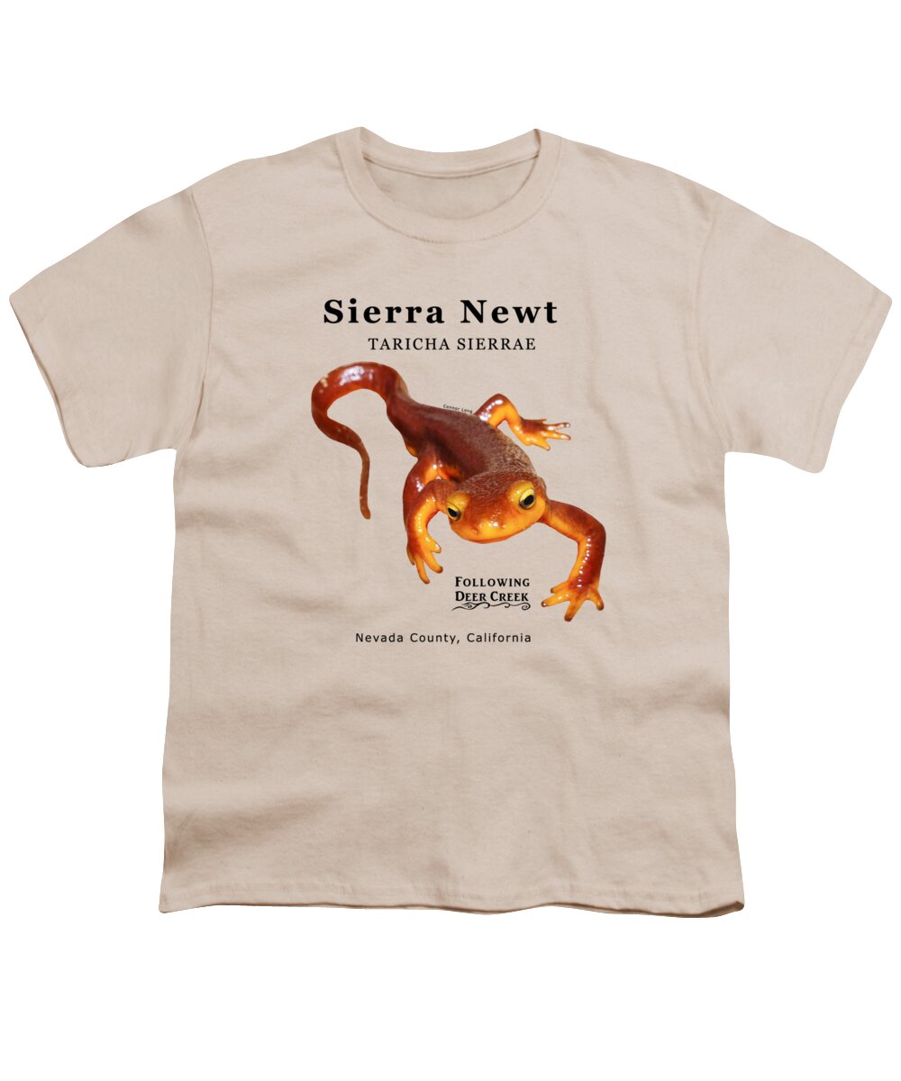 Newt Youth T-Shirt featuring the digital art Sierra Newt - Black text by Lisa Redfern