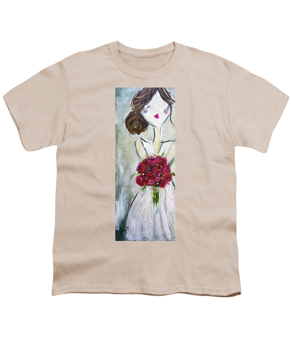 Bride Youth T-Shirt featuring the painting Blushing Bride by Roxy Rich