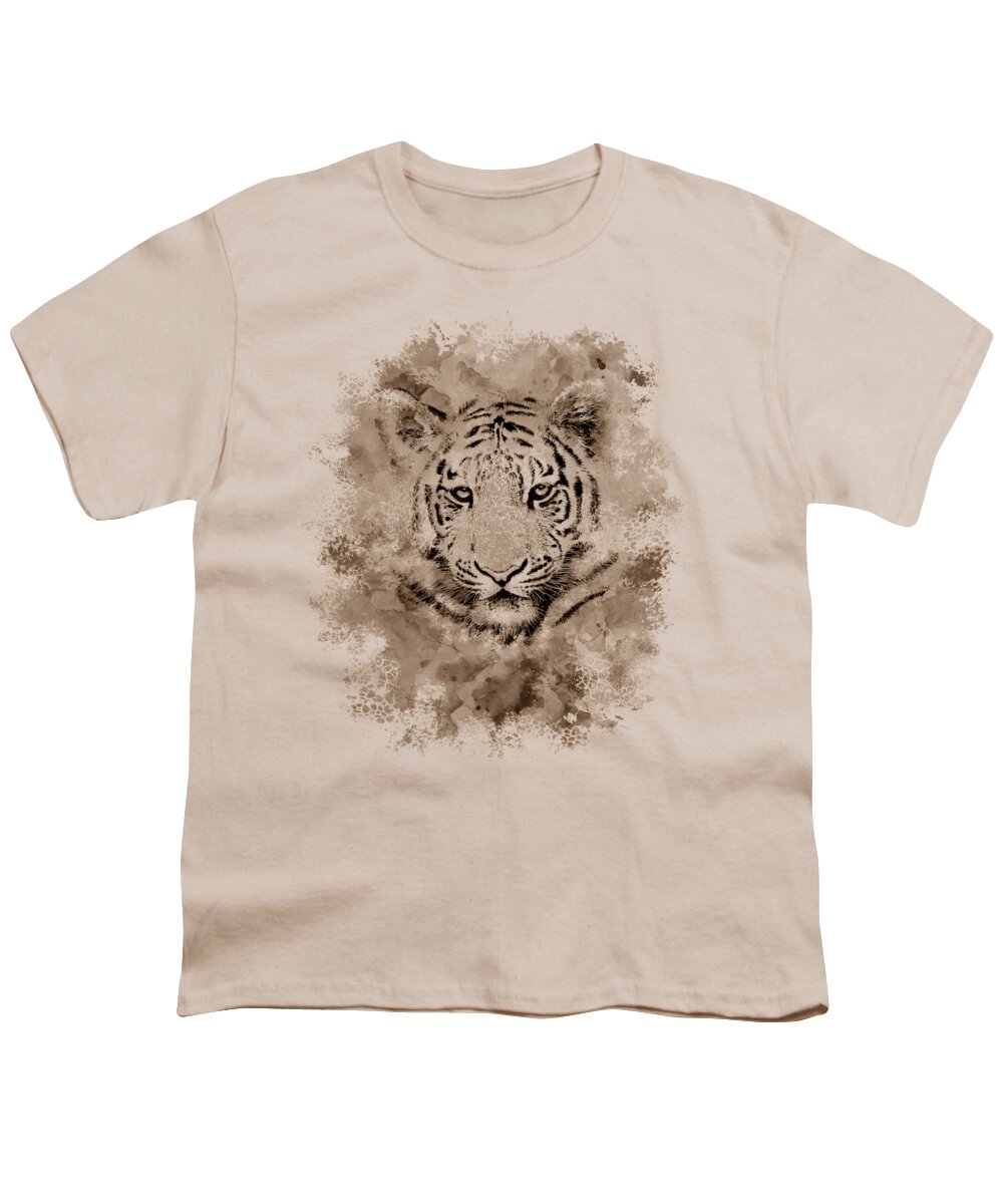 Tiger Youth T-Shirt featuring the digital art Tiger 4 by Lucie Dumas