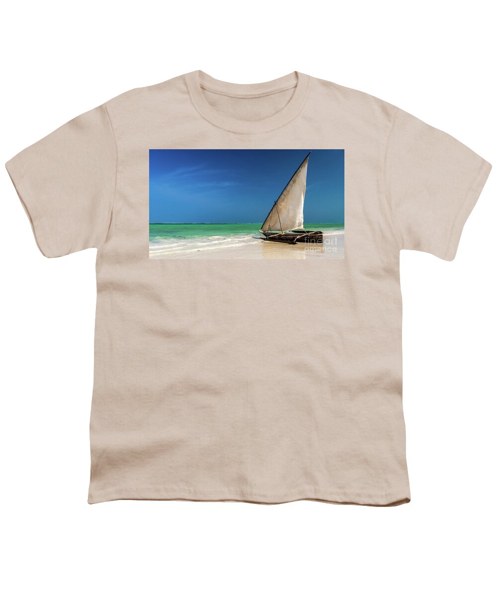Fishing Boat Youth T-Shirt featuring the photograph Traditional fishing boat on the beach by Lyl Dil Creations