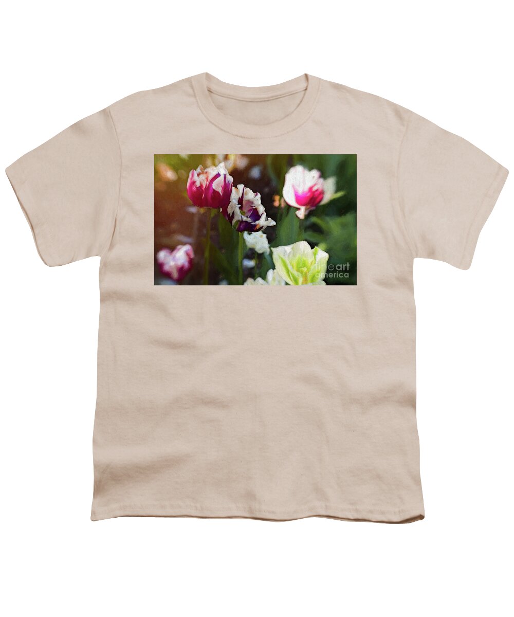 Tulips Youth T-Shirt featuring the mixed media Tulip Patch by Helen White