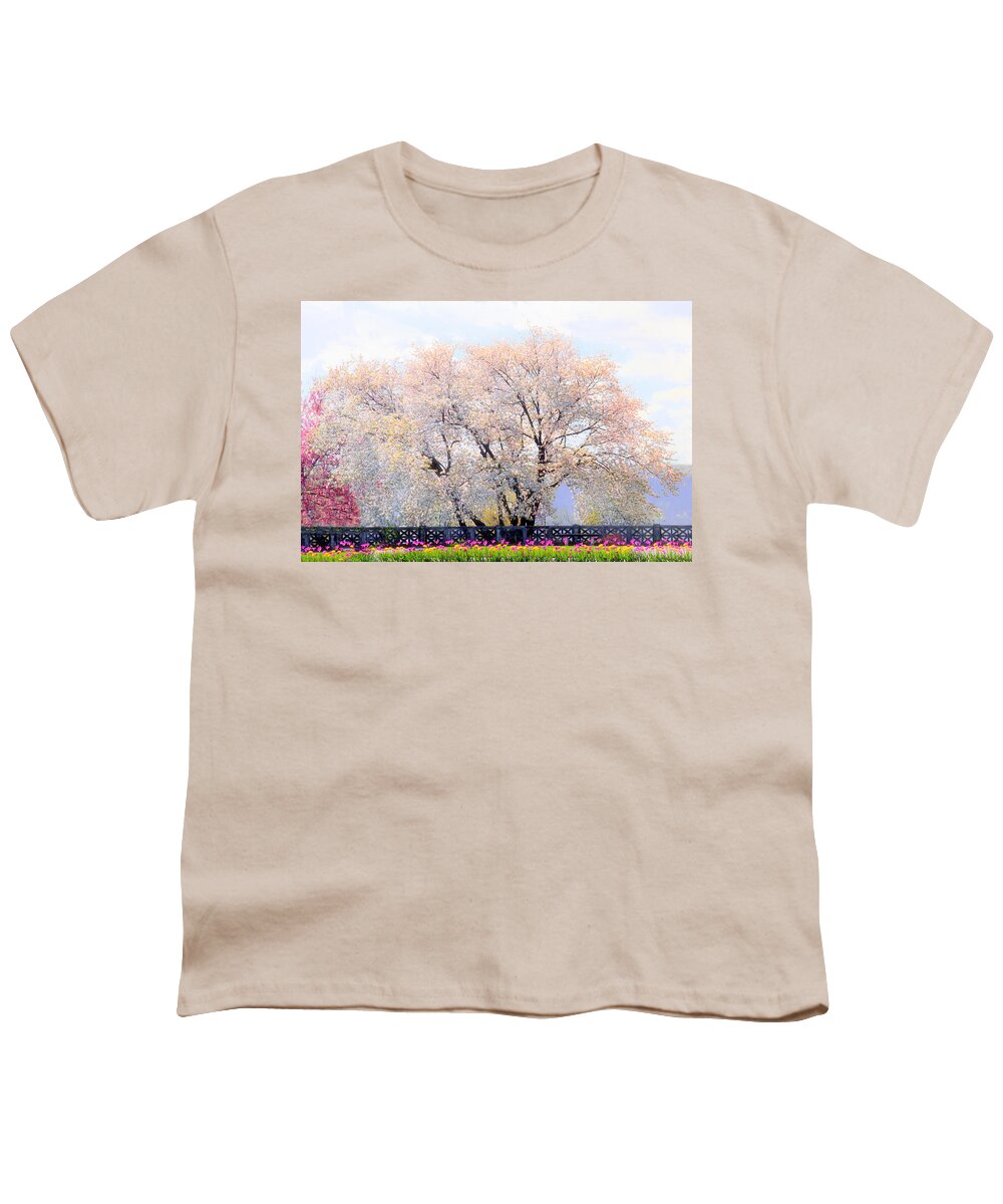 Untermyer Garden Youth T-Shirt featuring the photograph Untermyer Cherry Trees by Jessica Jenney