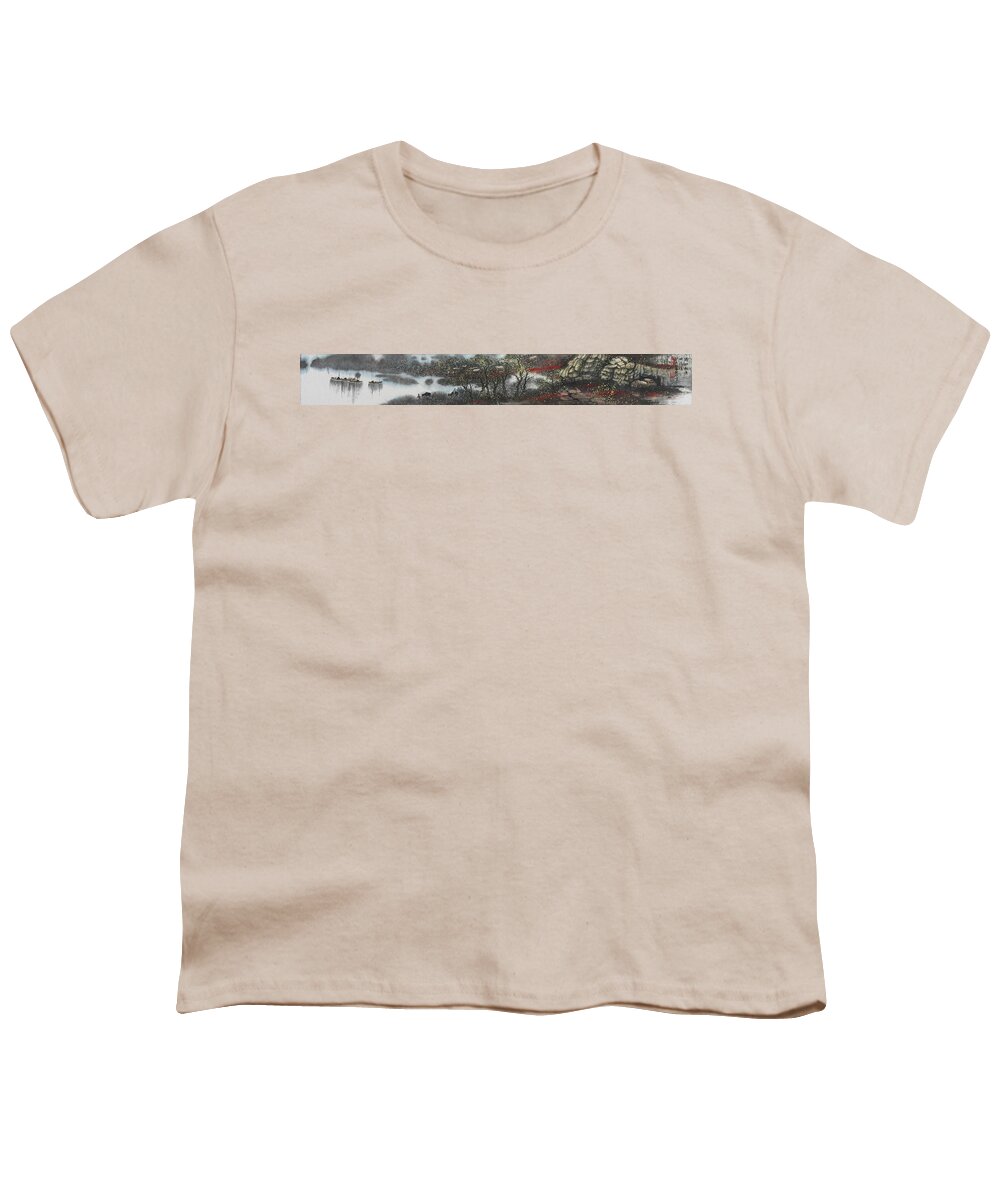 Chinese Watercolor Youth T-Shirt featuring the painting Water Buffalo by Jenny Sanders