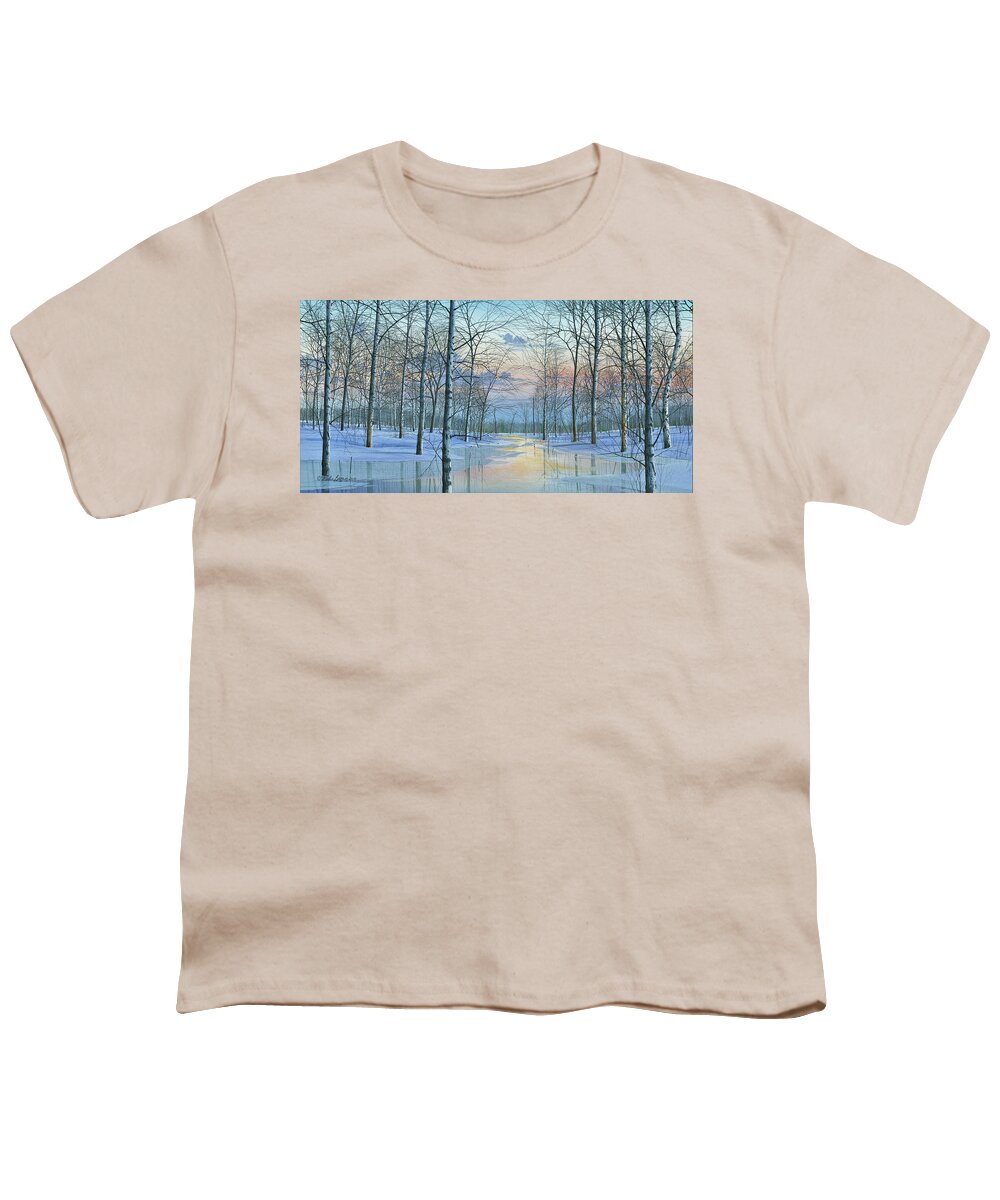 Winter Scene Youth T-Shirt featuring the painting Winter Spectacle by Mike Brown