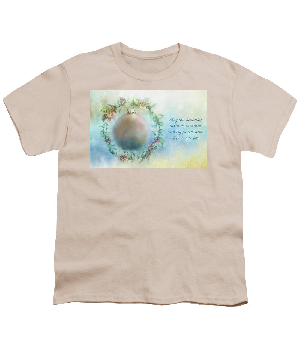 Photography. Photopainting Youth T-Shirt featuring the digital art Christmas Wreath by Terry Davis