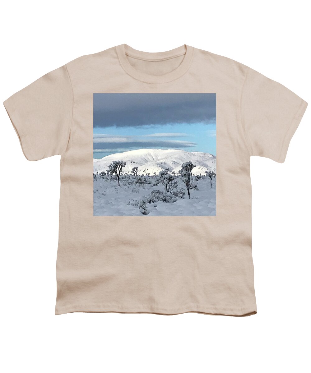 Joshua Tree Youth T-Shirt featuring the photograph Joshua Tree in Snow #1 by Perry Hoffman