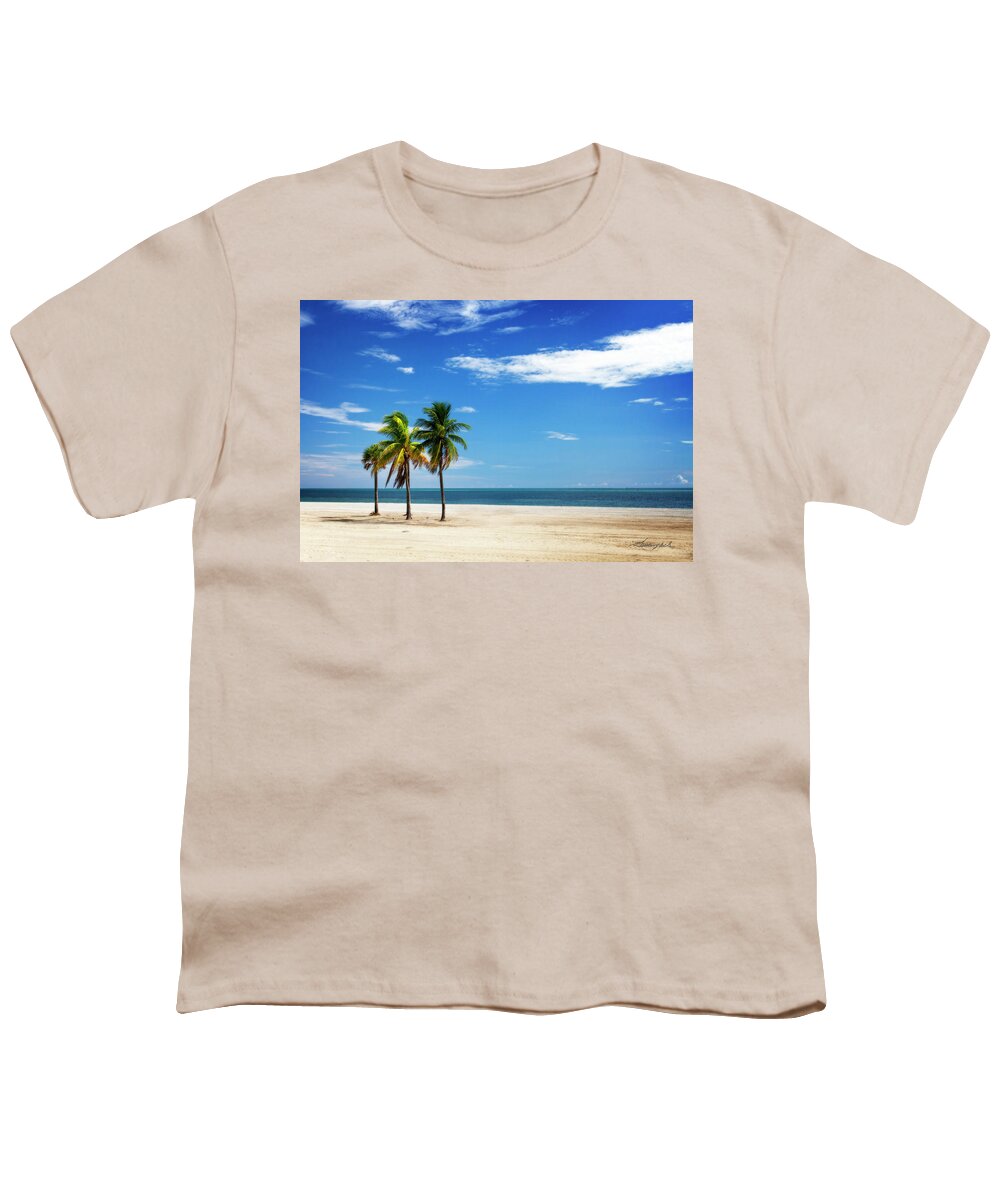 Color Youth T-Shirt featuring the photograph Palms on the Beach #1 by Alan Hausenflock