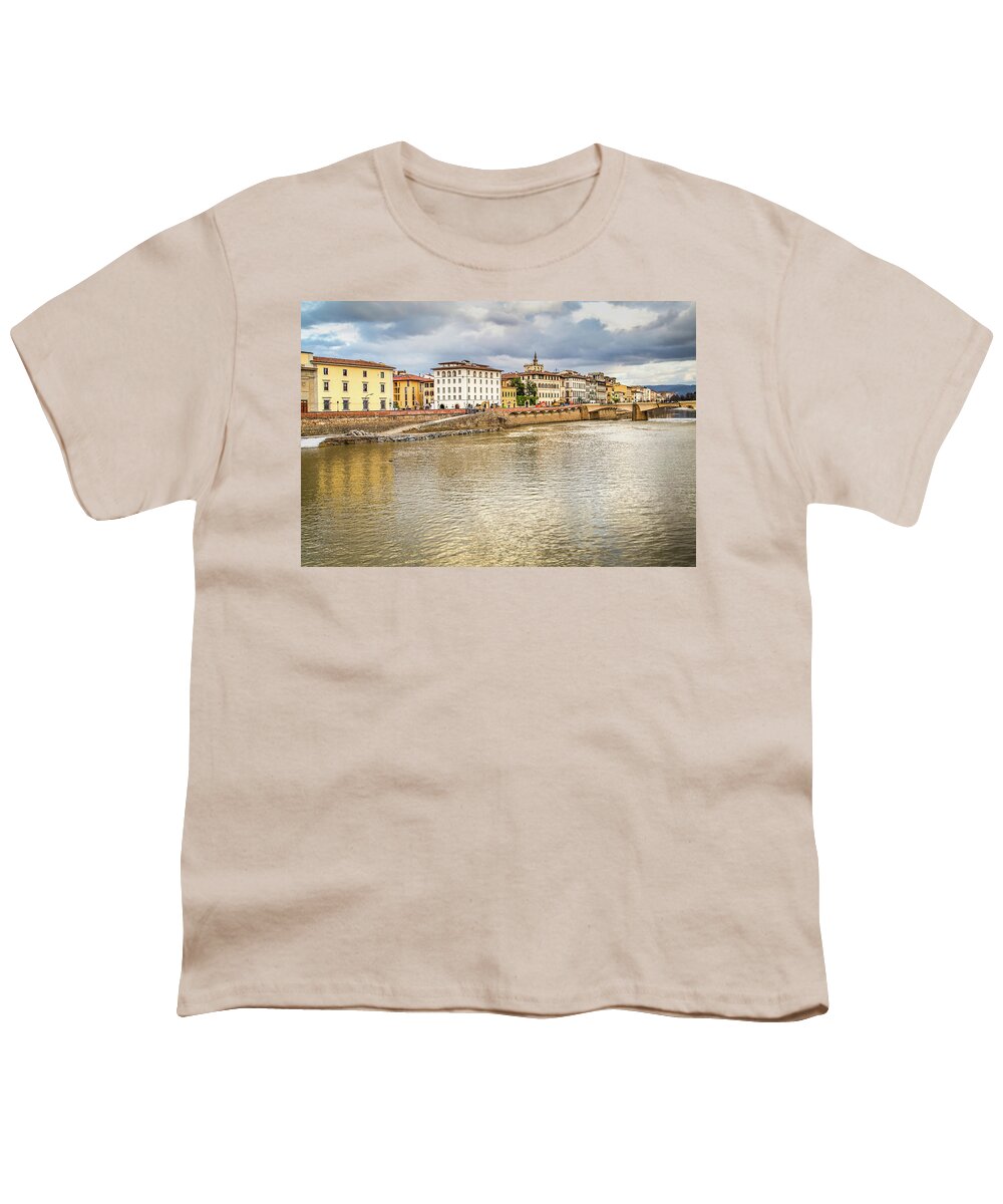 Arno Youth T-Shirt featuring the photograph cityscape of Florence #5 by Vivida Photo PC