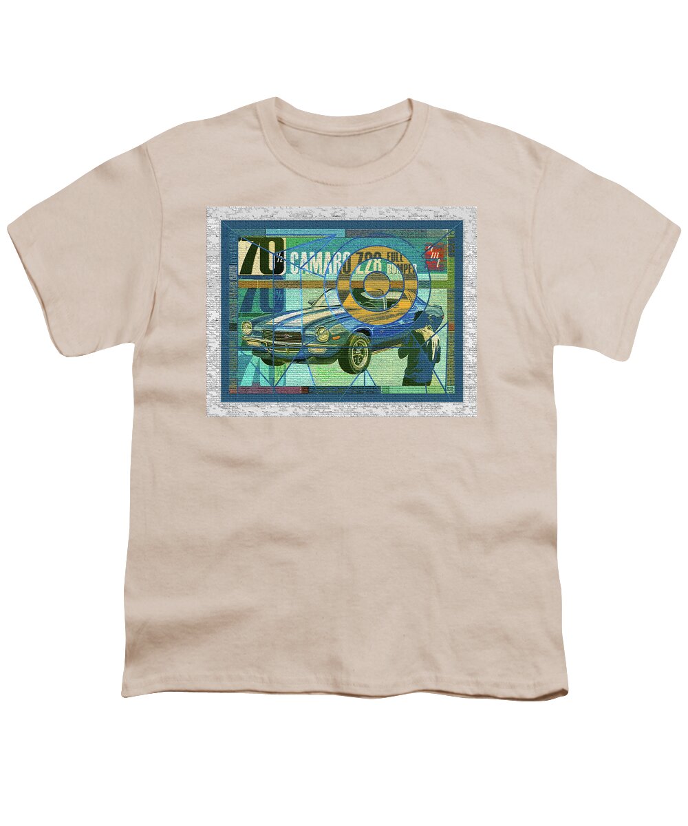 70 Chevy Youth T-Shirt featuring the digital art 70 Chevy / AMT Camaro by David Squibb
