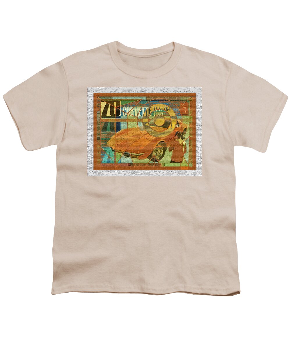 70 Chevy Youth T-Shirt featuring the digital art 70 Chevy / AMT Corvette by David Squibb