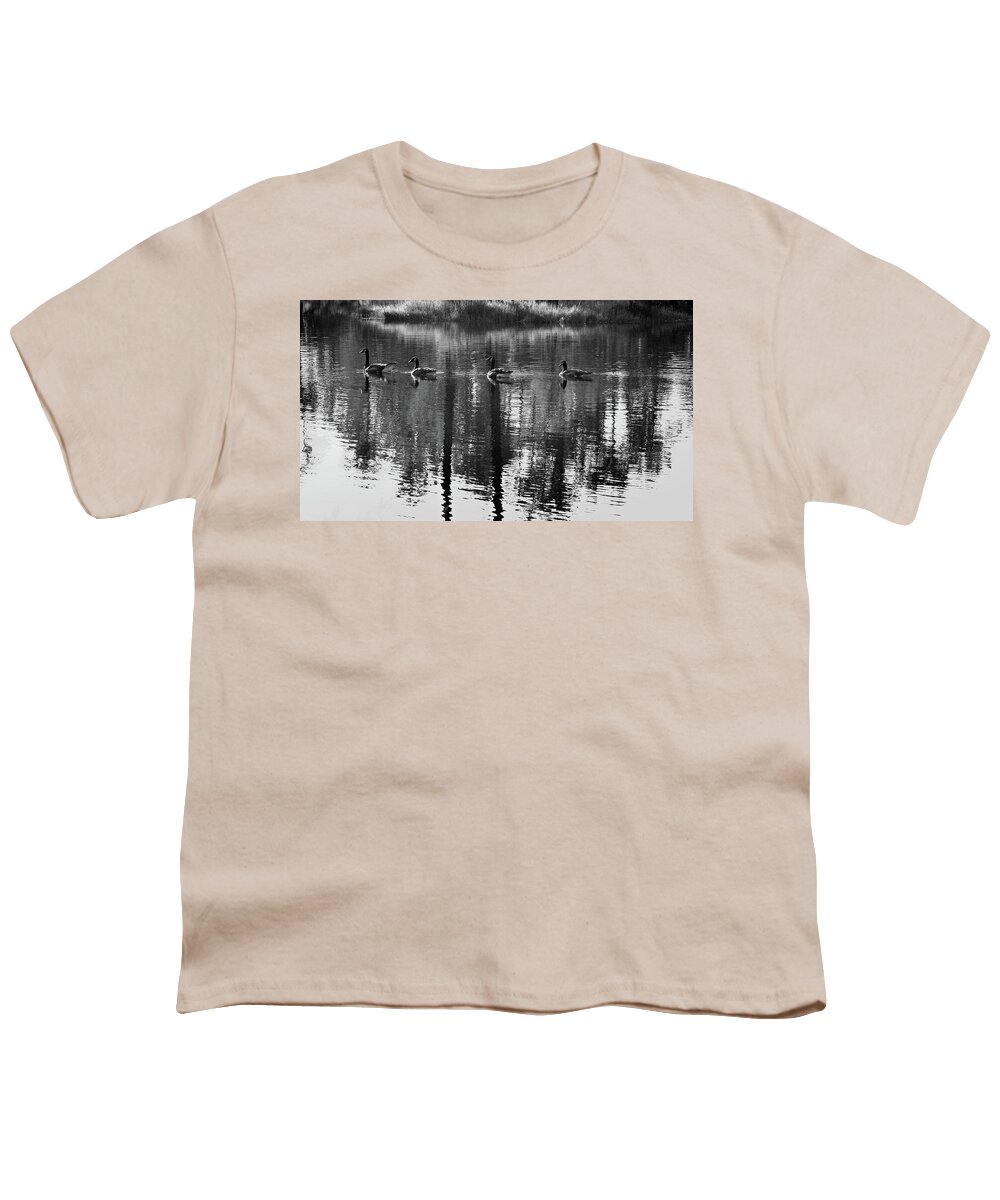 Geese Youth T-Shirt featuring the photograph A Swim in the Pond by George Taylor