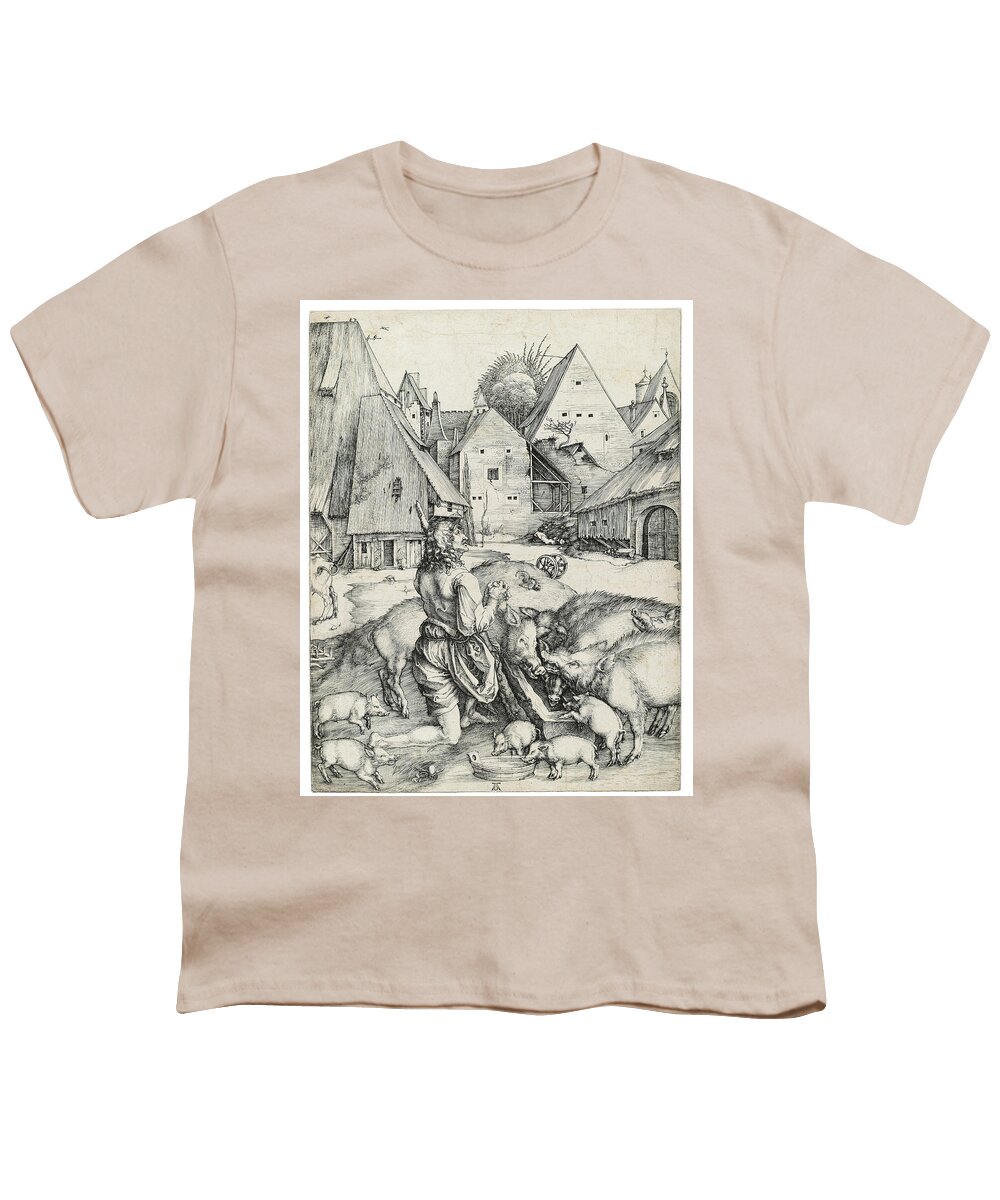 Albrecht Youth T-Shirt featuring the painting ALBRECHT DURER The Prodigal Son by MotionAge Designs