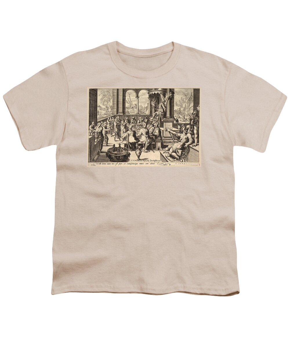 Jacques De Gheyn Ii Youth T-Shirt featuring the drawing Allegory of the Government of a Childish King by Jacques de Gheyn II