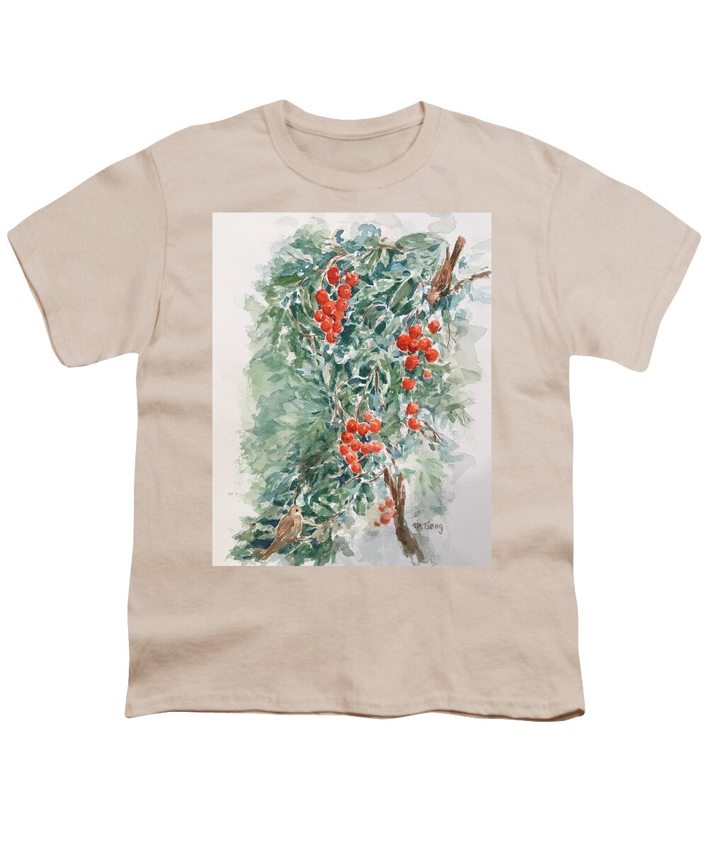 Berries Youth T-Shirt featuring the painting Are the berries ready yet? by Milly Tseng