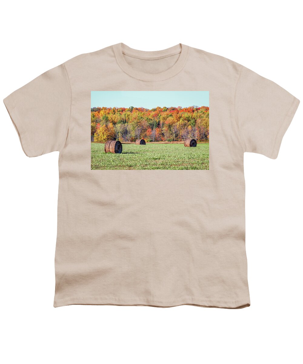 Autumn Youth T-Shirt featuring the photograph Autumn Bales by Todd Klassy