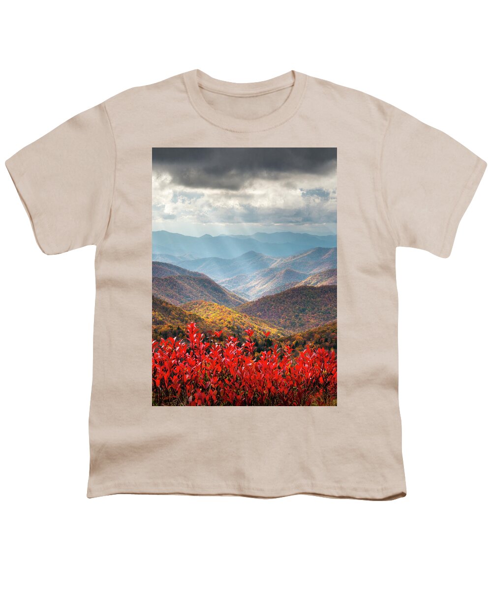 Autumn Youth T-Shirt featuring the photograph Autumn Mountains North Carolina Blue Ridge Parkway Asheville NC by Dave Allen