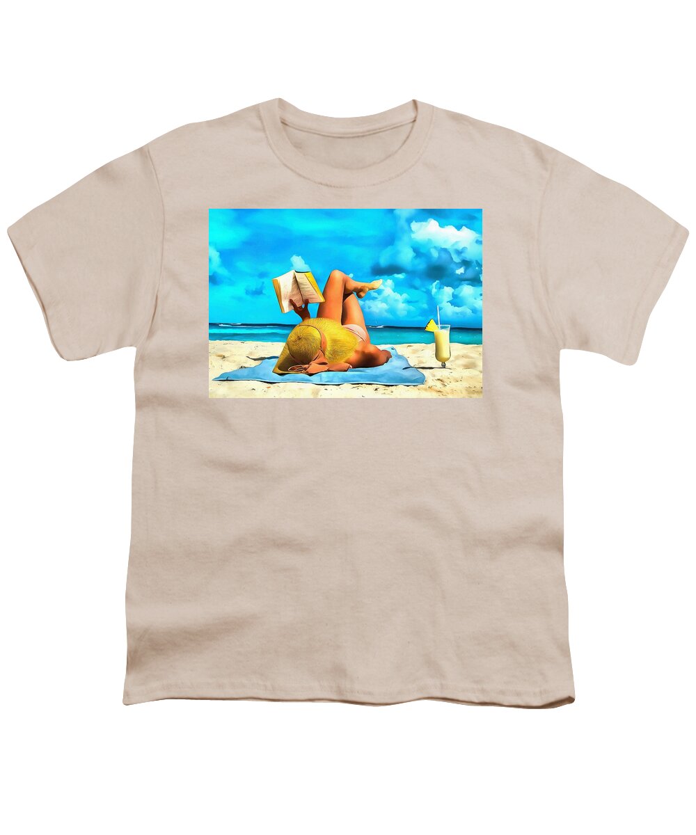 Beach Escape Youth T-Shirt featuring the painting Beach Escape by Harry Warrick
