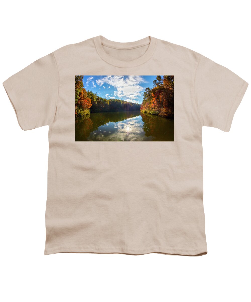 Carolina Youth T-Shirt featuring the photograph Beautiful Reflections at the Lake by Debra and Dave Vanderlaan