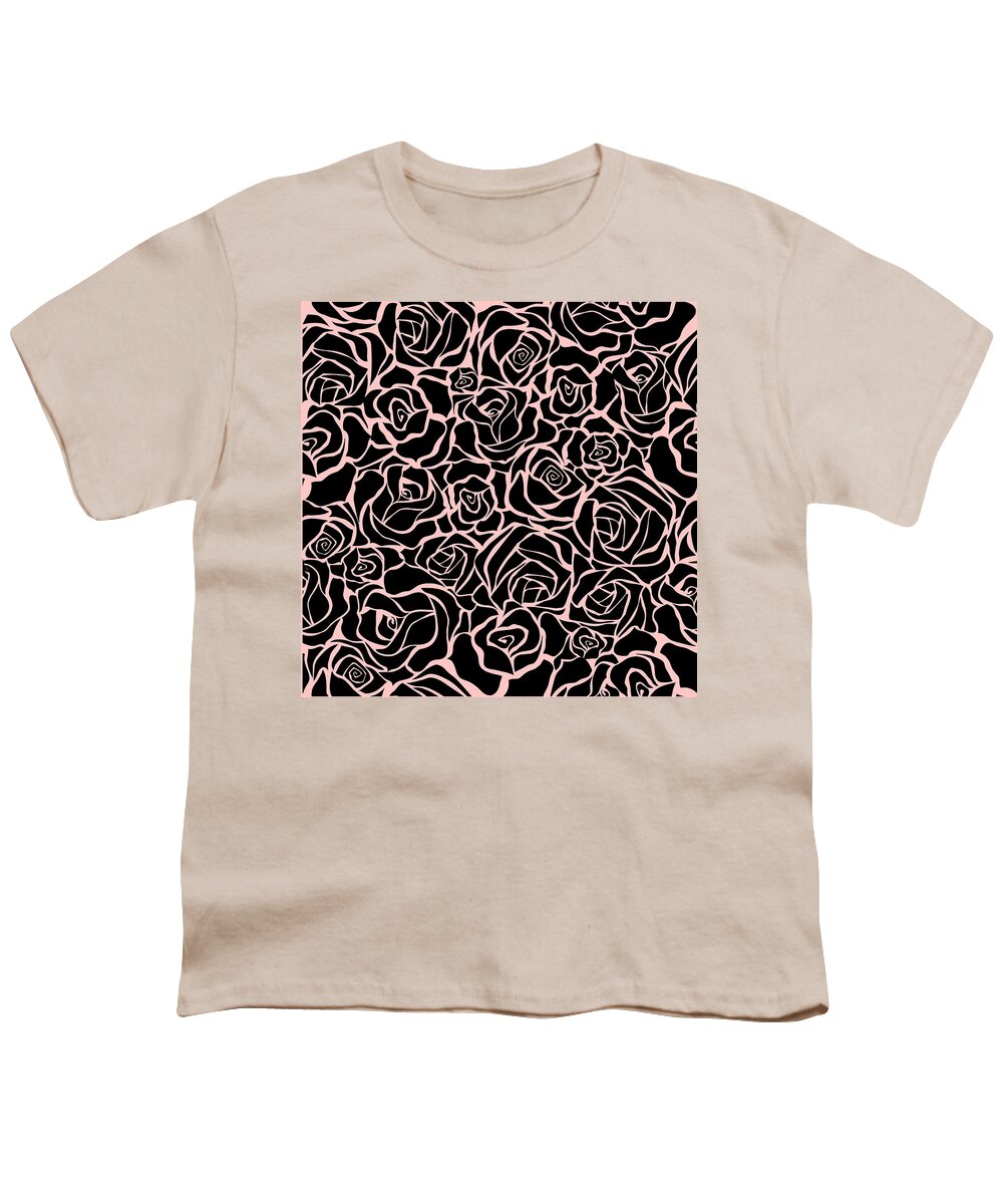 Black Youth T-Shirt featuring the digital art Black Rose Abstract Art by Caterina Christakos