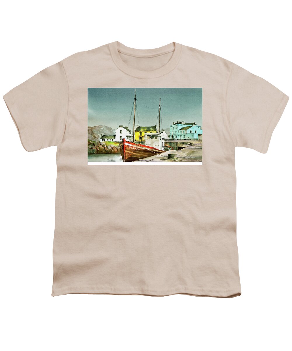 Ireland Youth T-Shirt featuring the painting Burtonport Harbour, Donegal by Val Byrne