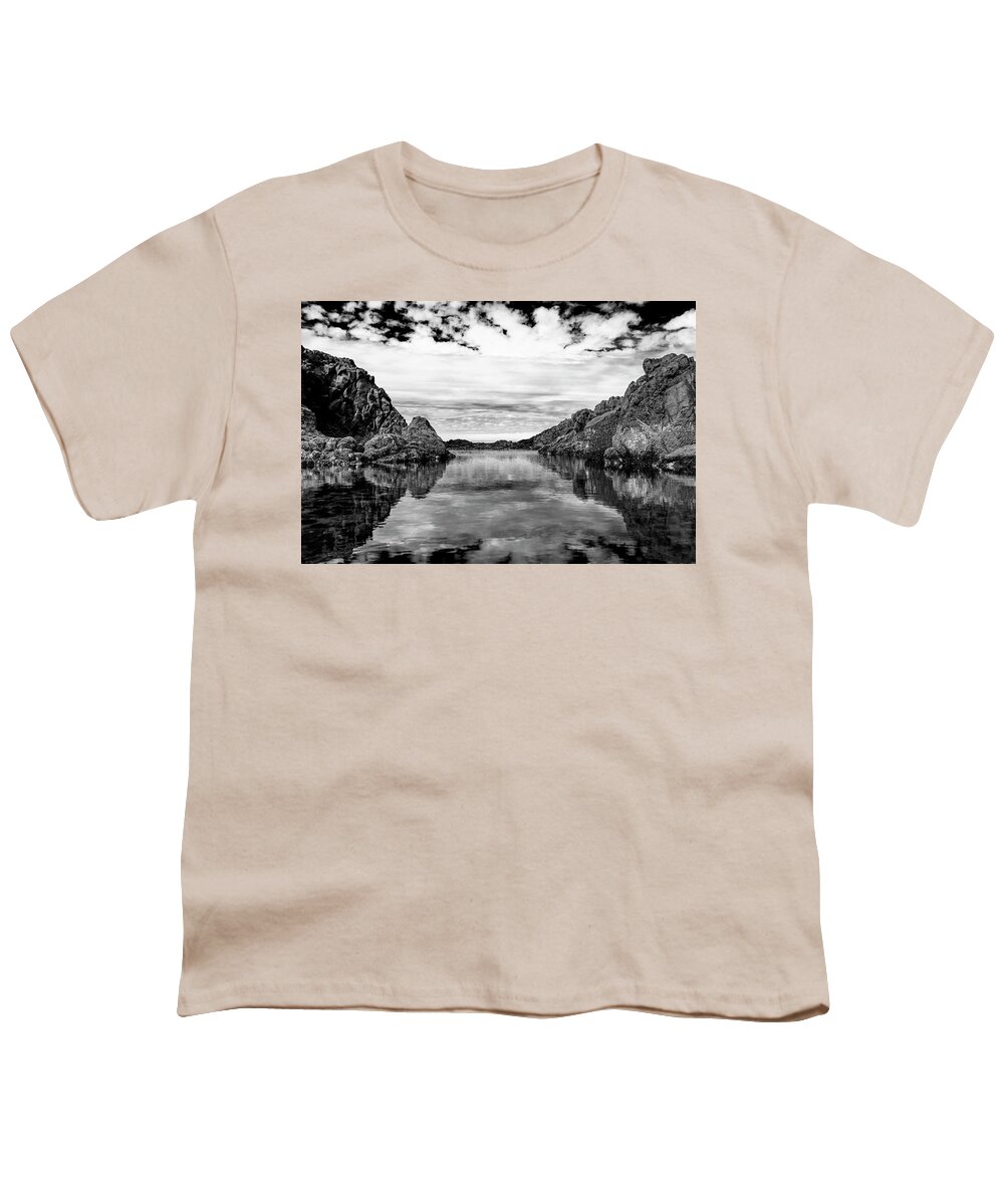 Tidal Youth T-Shirt featuring the photograph Cape Perpetua Tide Pool Black and White by Pelo Blanco Photo