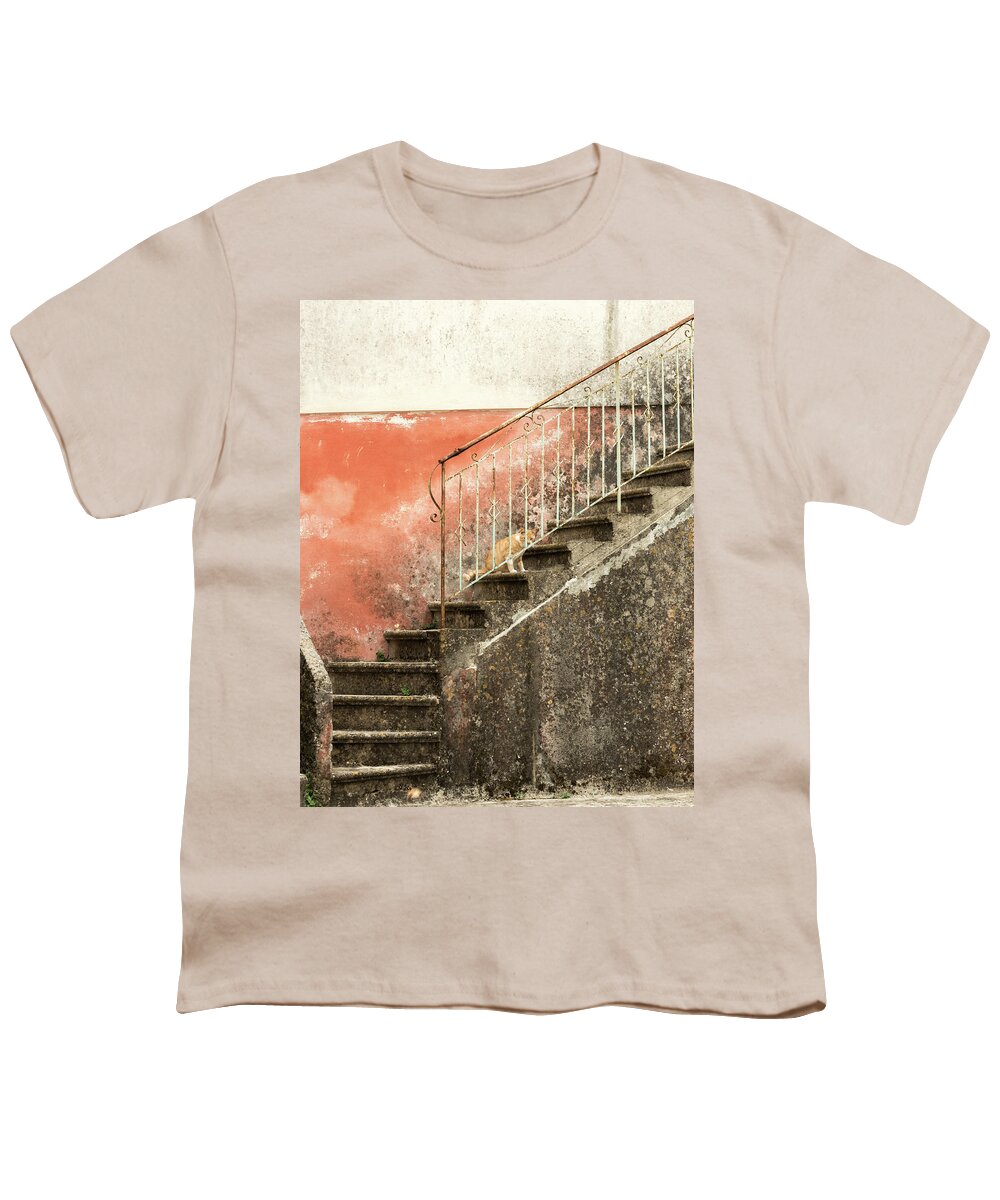 Corfu Youth T-Shirt featuring the photograph Cat on Steps, Corfu, Greece by Sarah Howard