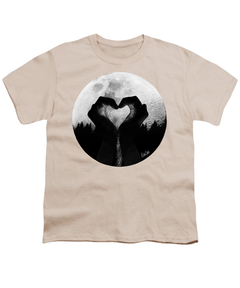 Moonlight Youth T-Shirt featuring the digital art Catching Moonlight in Black and White by Nikki Marie Smith