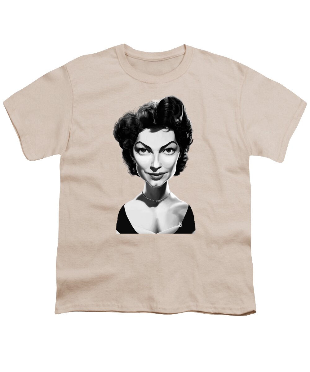 Illustration Youth T-Shirt featuring the digital art Celebrity Sunday - Ava GArdner by Rob Snow