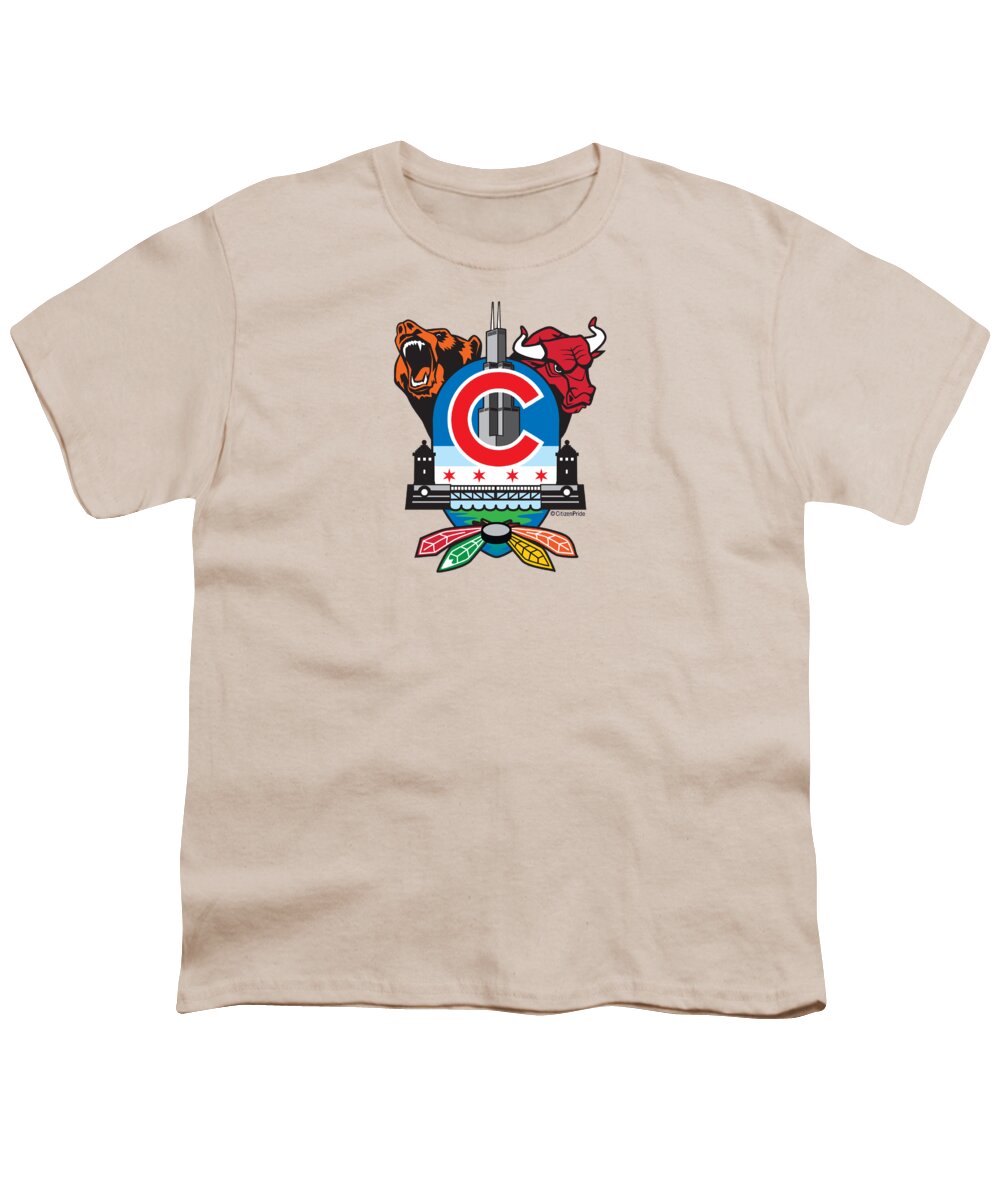 Spytte ud Blå mens Chicago Sports Fan Crest Youth T-Shirt by Joe Barsin - Fine Art America