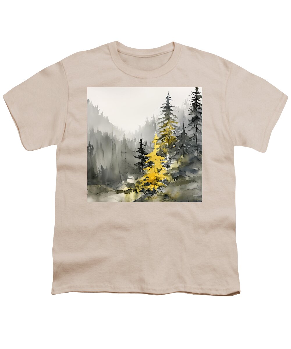 Evergreen Art Youth T-Shirt featuring the digital art Dance of the Pines by Lourry Legarde