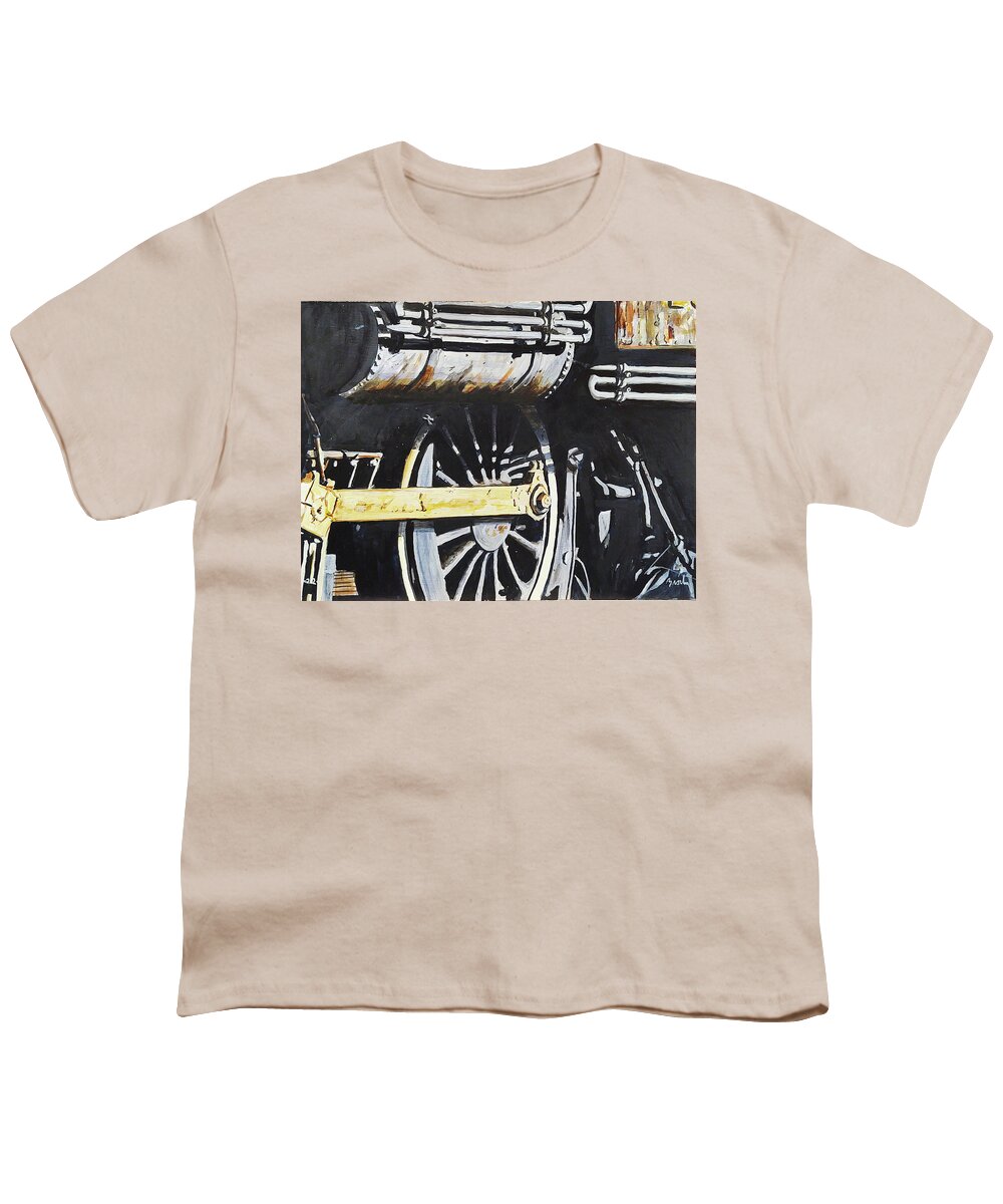 Steam Locomotive Youth T-Shirt featuring the painting Distant shadows by William Brody