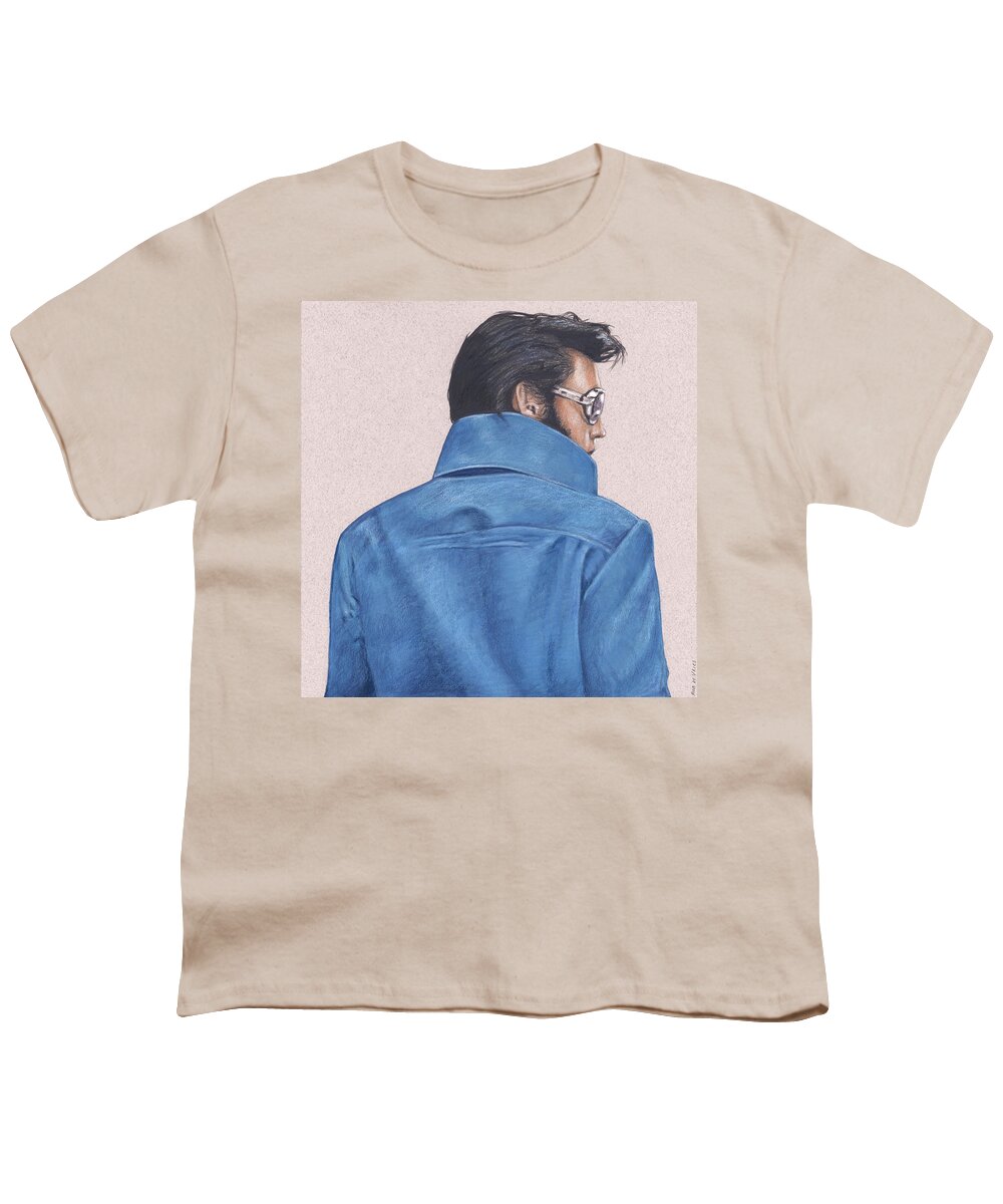 Elvis Youth T-Shirt featuring the drawing Elvis in Color #8 by Rob De Vries